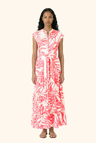 Long Dress Kora in Pink Palm Leaf