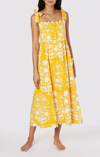 Tie Shoulder Dress in Yellow Palladio