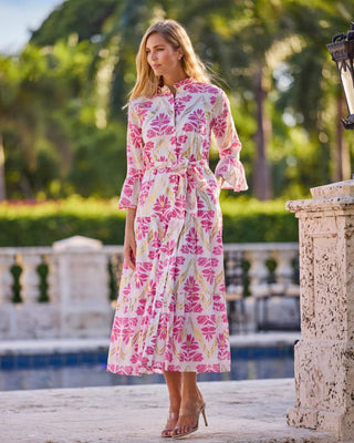 Roxie Dress in Gilded Flora White/Gold