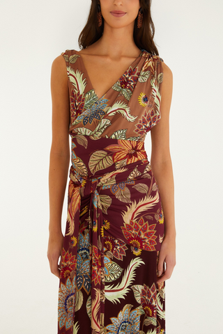 Sleeveless Midi Dress in Delhi Floral Mix