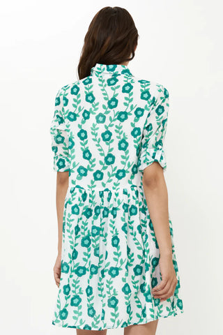 Long Sleeve Shirt Dress Mini in Toscana Green