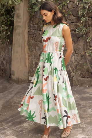 Sleeveless Piped Maxi in Paradiso Petal