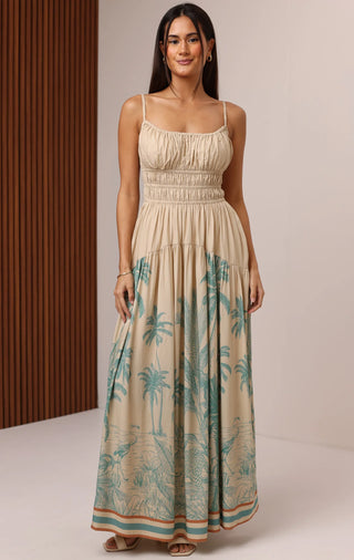 Emilia Maxi Dress in Blue Leopard