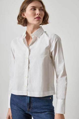 Straight Fit Short Button Down in White