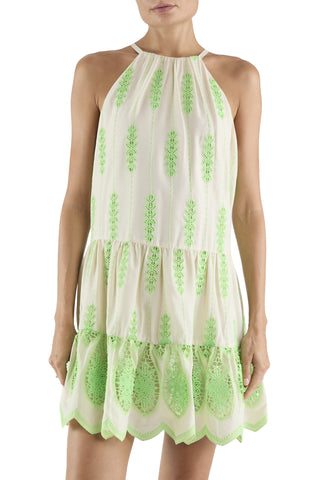 lime lace dress Ariel Lace Trim Mini Dress - Lime