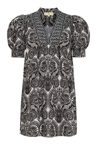 Emilia Emb Dress in Black Print
