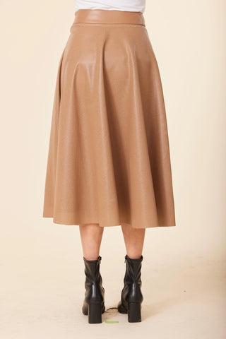 Perforated Skirt in Camel