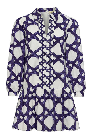 Porter Dress in Navy Trellis