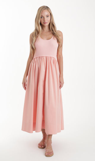 Ray Knit Combo Dress in Coral