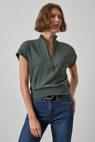 Zip Mock Neck in Mineral