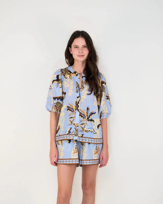 Balloon Shirt in Bali Tiger Light Blue