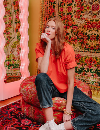 Dawson Top in Mandarin Red