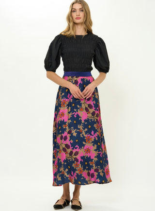 Swing Skirt in Suzani Navy