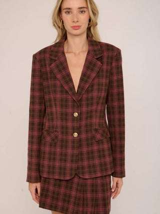 Kaye Blazer Jacket in Mocha Plaid