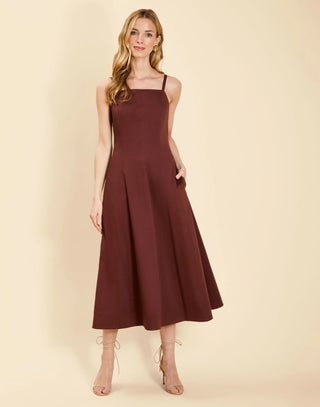 Leo Convertible Midi Dress in Cioccolato Brushstrokes