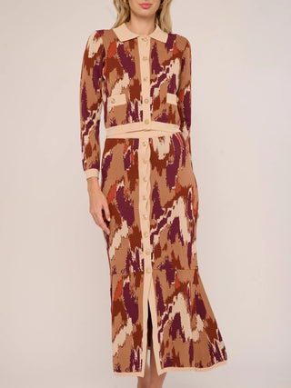 Mel Knit Skirt in Amber Brush Print Knit