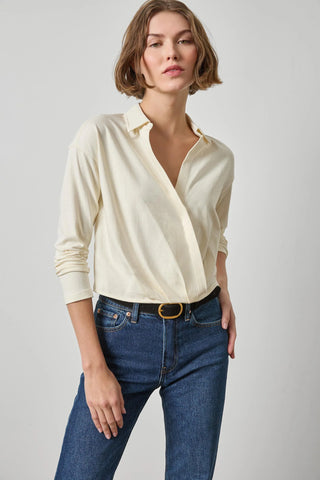 Faux Wrap Collared Top in Rope
