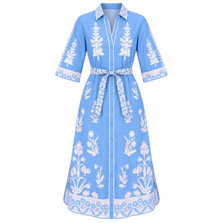 Rhea Midi in Kashmir Blue