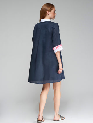 32517 Miranda Dress in Lino Azul