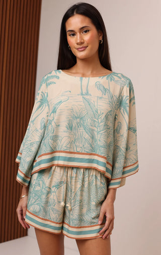 Beatrice Top in Blue Leopard