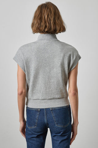 Zip Mock Neck in Heather Grey