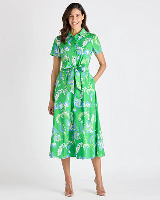 Glenda Dress in Feathered Floral Grass