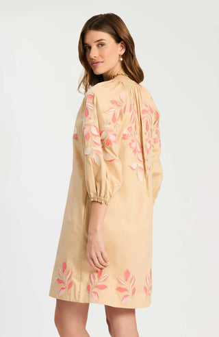 Sara Peachy Applique Dress in Hazelnut