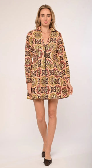 Gia Mini Dress in Letters to Hattie Medallion