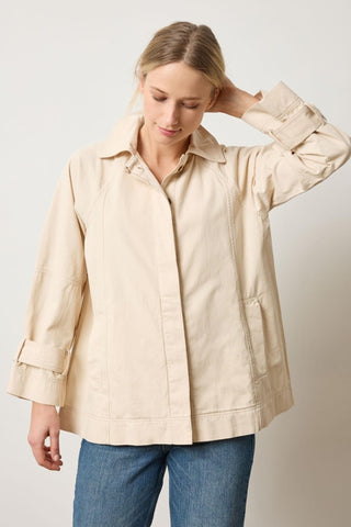 Collared Twill Jacket in Eggshell