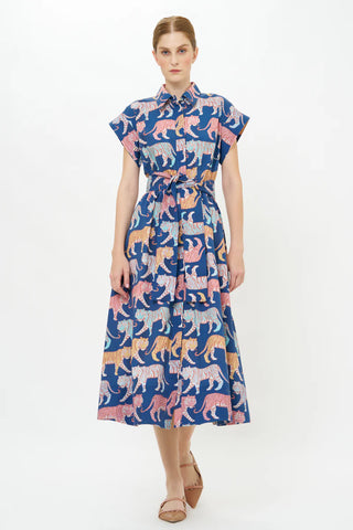 Belted Shirt Dress in Raj Navy