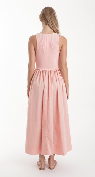 Ray Knit Combo Dress in Coral