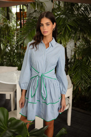 Chatfield Dress in French Blue/Optic/Green