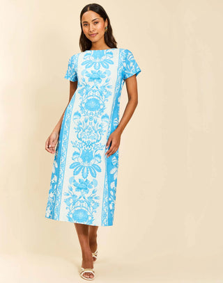 Adria Midi Dress in Florentine Blue