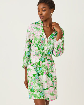Abralynn Linen Shirtdress in Putting Green Poppyland