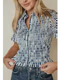 Ziggy Top in Navy and Cream Check
