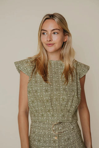Faire Blouse in Olive Tile