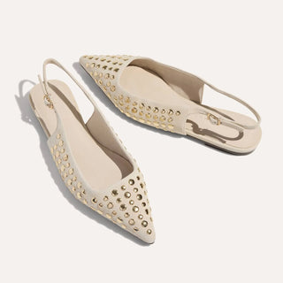 Bedford Flat in Bone/Gold Studs