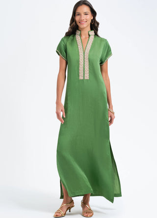Pearl Cap Slv Dress in Green