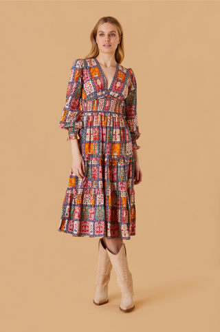 Sloan Dress in Harvest Grid