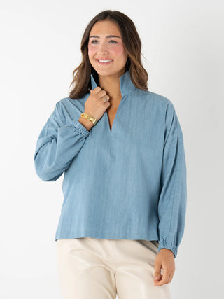 LS Poppy Top in Denim
