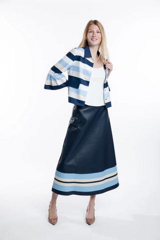 Helene Midi Skirt in Navy Stripe