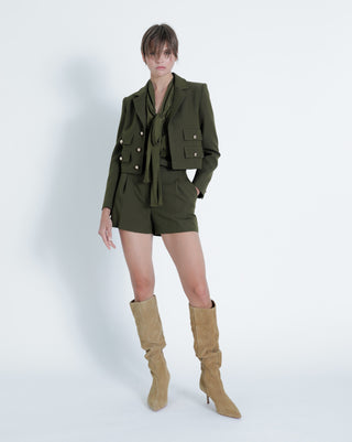 Marie Cropped Blazer in Army