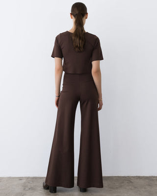Ponte Knit Short Sleeve Top in Chocolate