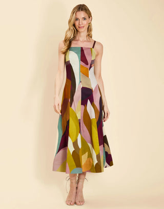 Leo Convertible Midi Dress in Cioccolato Brushstrokes