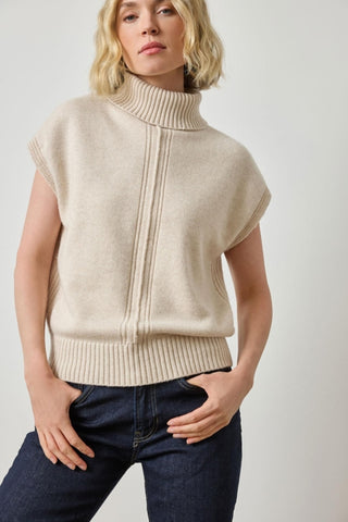 Turtleneck Wedge Sweater in Oat