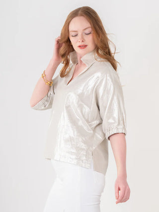 Poppy Top in Platinum Linen
