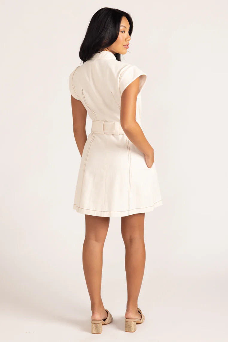 ivory denim dress Rosette Layered Denim Dress - Women's Size L, Rose