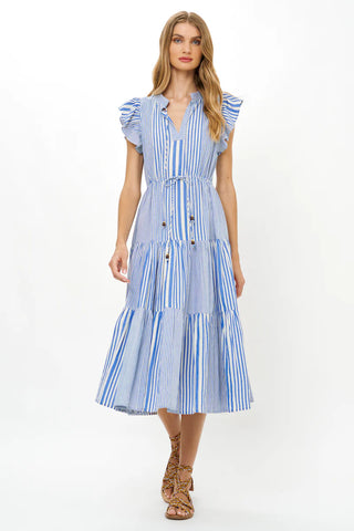 Cinched Flirty Midi in Henley Blue