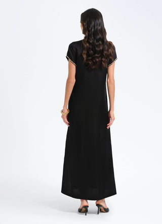 Pearl Cap Slv Dress in Black