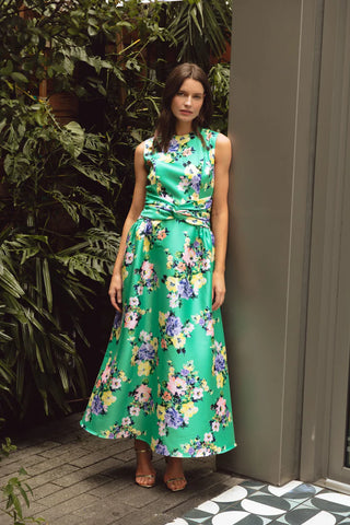 Estrella Dress in Vibrant Green Multi